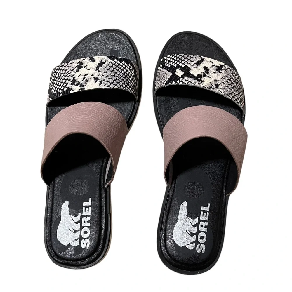 SOREL Women's Ella II Flat Slide Mauve Vapor Full Grain Leather Size 6